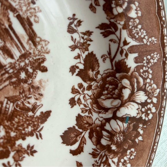 11” [RARE] copper brown VINTAGE transfer ware platter - Picture 3 of 5